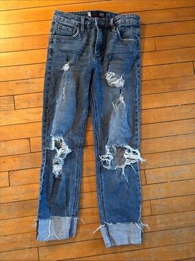 Kut from the Kloth Distressed Dark Blue Boyfriend Jeans